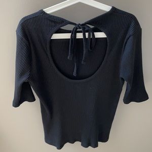 Madewell ribbed open-back top, black